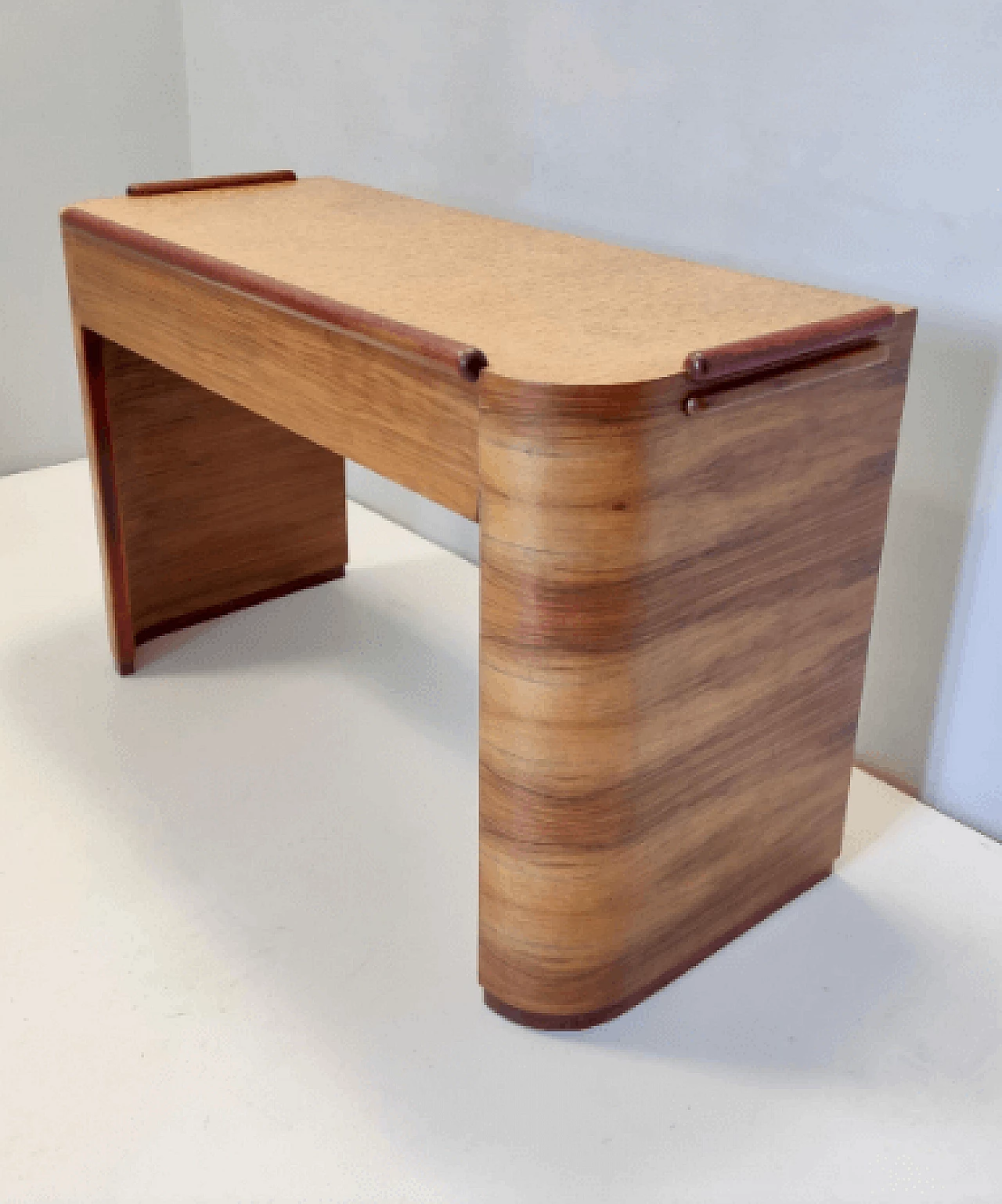 Scrivania Art Déco in noce, betulla e faggio, anni '40 7