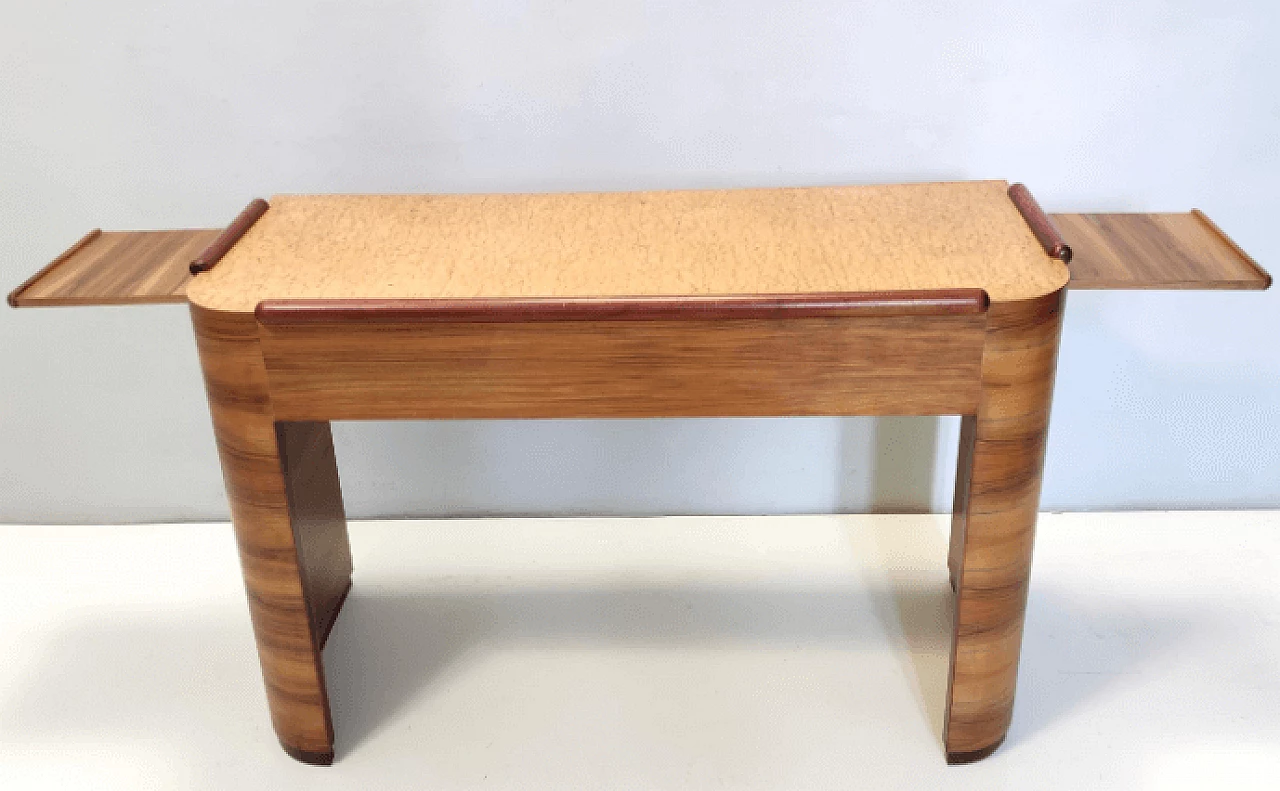 Scrivania Art Déco in noce, betulla e faggio, anni '40 9