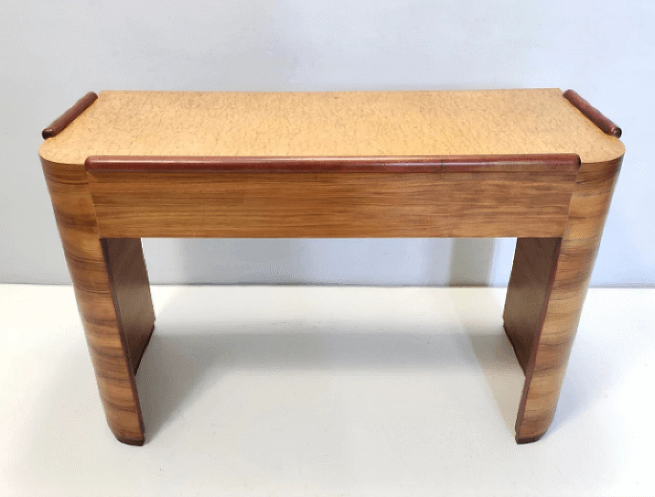 Scrivania Art Déco in noce, betulla e faggio, anni '40 10