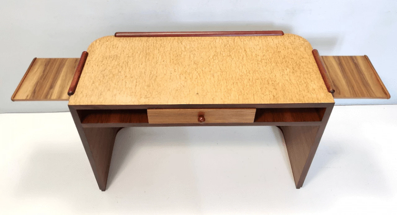 Scrivania Art Déco in noce, betulla e faggio, anni '40 11