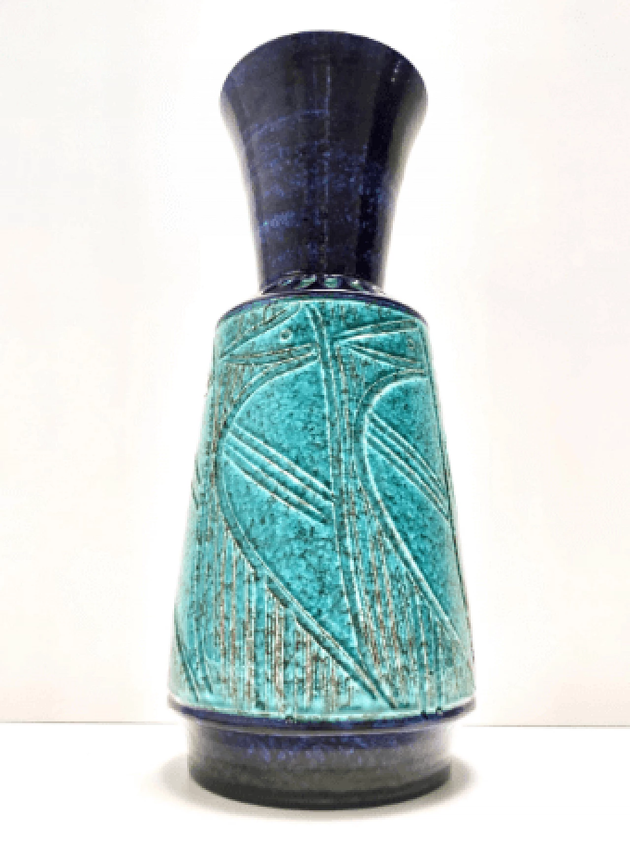 Glazed and engraved ceramic vase in the style of Bitossi, 1970s 5
