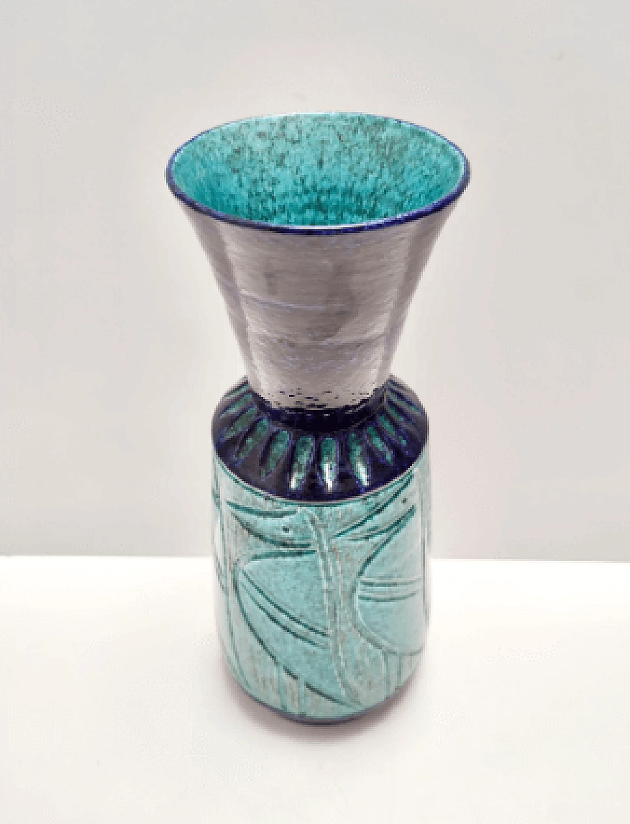 Glazed and engraved ceramic vase in the style of Bitossi, 1970s 6