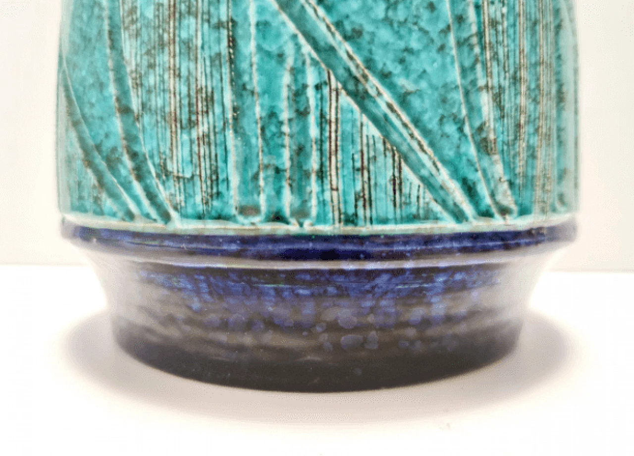 Vaso in ceramica smaltata e incisa nello stile di Bitossi, anni '70 10