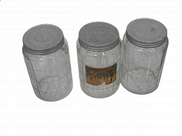 3 Glass candy jars, 1970s