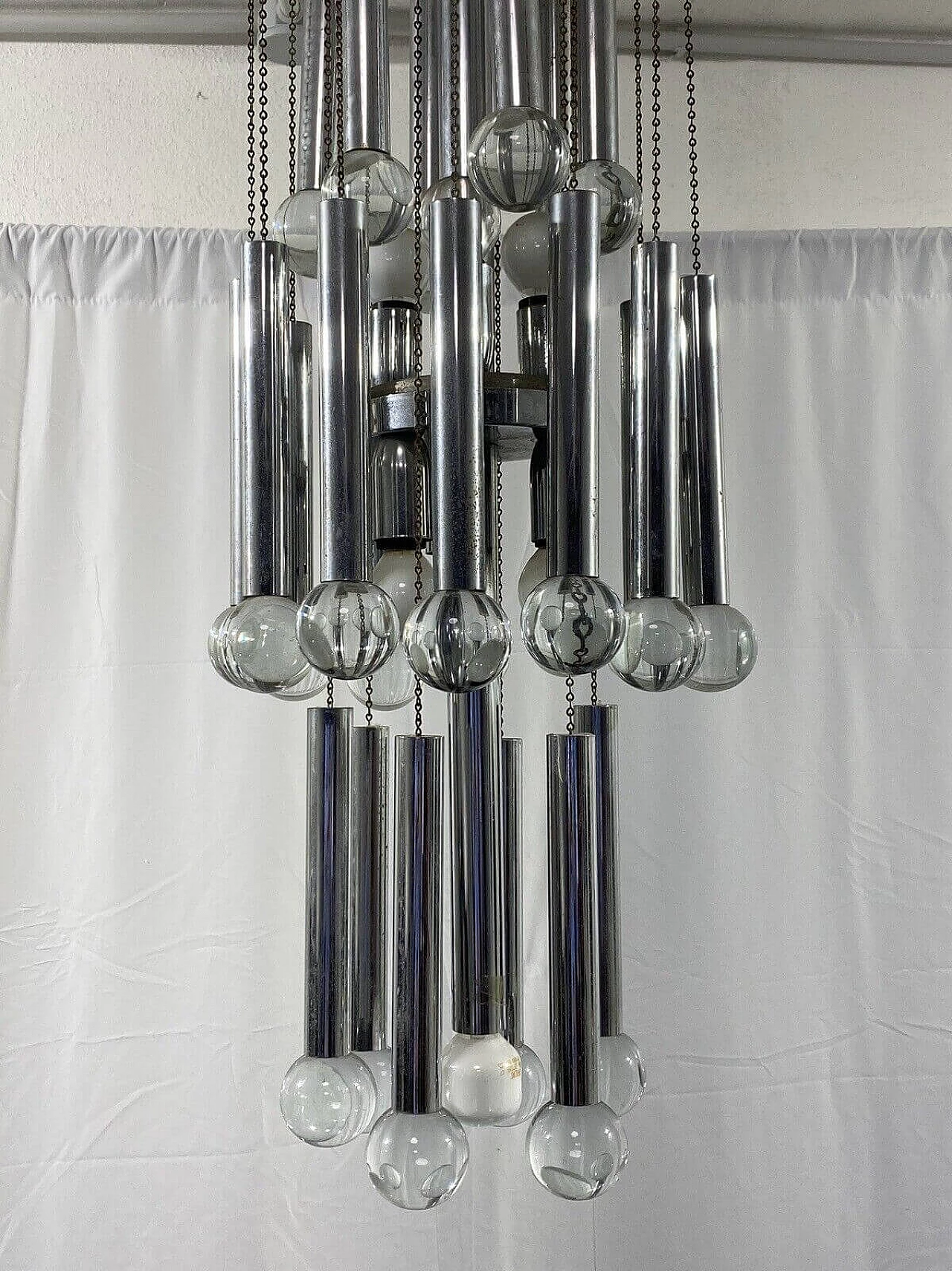 Seven-light metal chandelier by Gaetano Sciolari 2