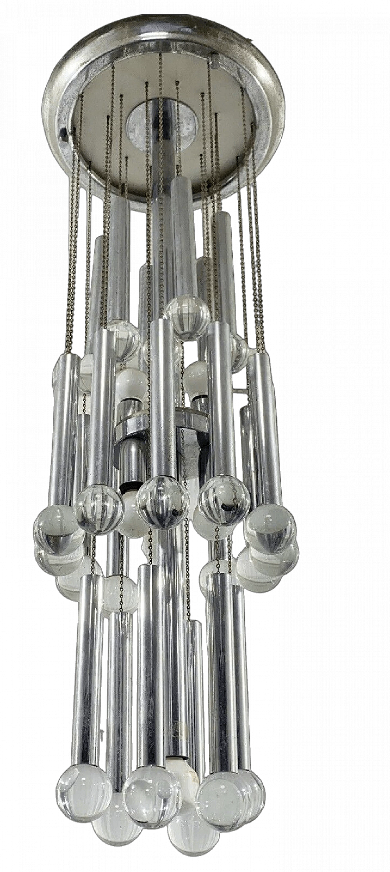 Seven-light metal chandelier by Gaetano Sciolari 5