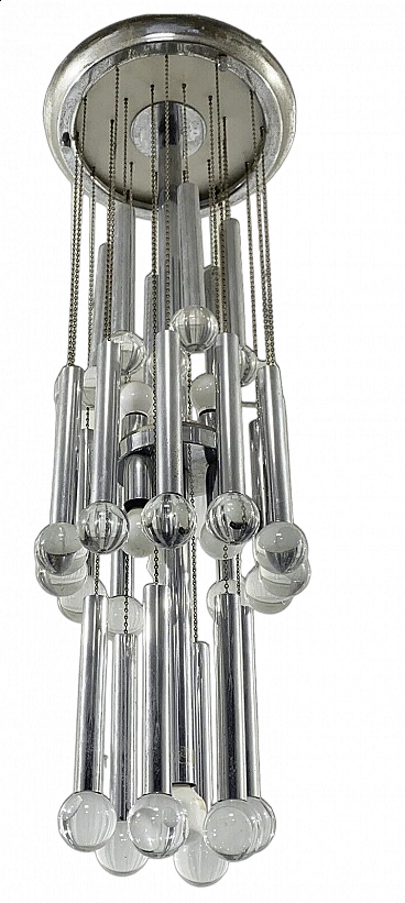Seven-light metal chandelier by Gaetano Sciolari
