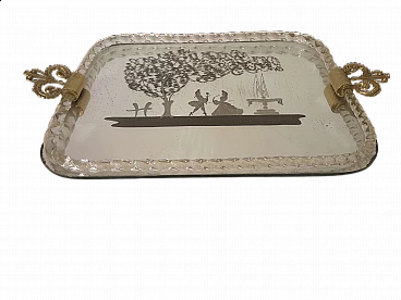 Vassoio specchiato in stile Barovier, anni '50