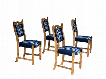 4 Danish oak and wool dining chairs, 1960s