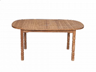 Danish oval solid oak table, 1970s