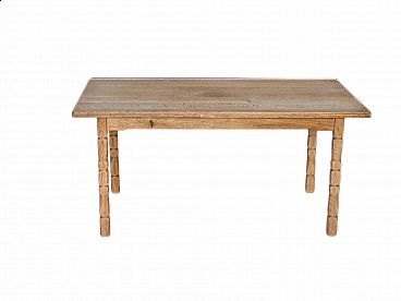 Danish solid oak extendable table, 1970s