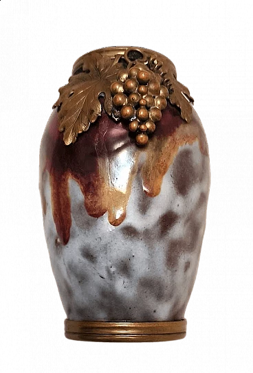 Vasetto in rame smaltato e bronzo di ANDRE' VILLIEN, FRANCIA anni '30