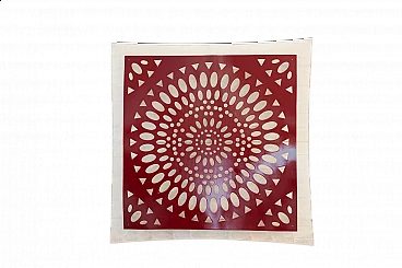 Square wall lamp in red wood and rice paper by Steelline, 1980s