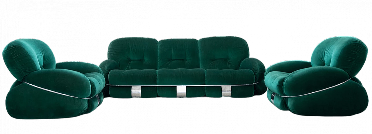 Coppia di poltrone e divano a tre posti Okay di Adriano Piazzesi per 3D, anni '70 28