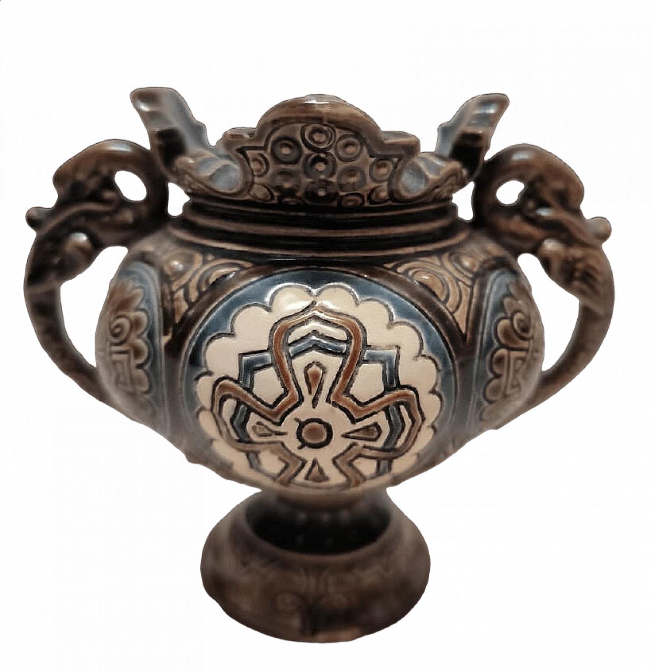 Barbottin ceramic vase, early 20th century 6