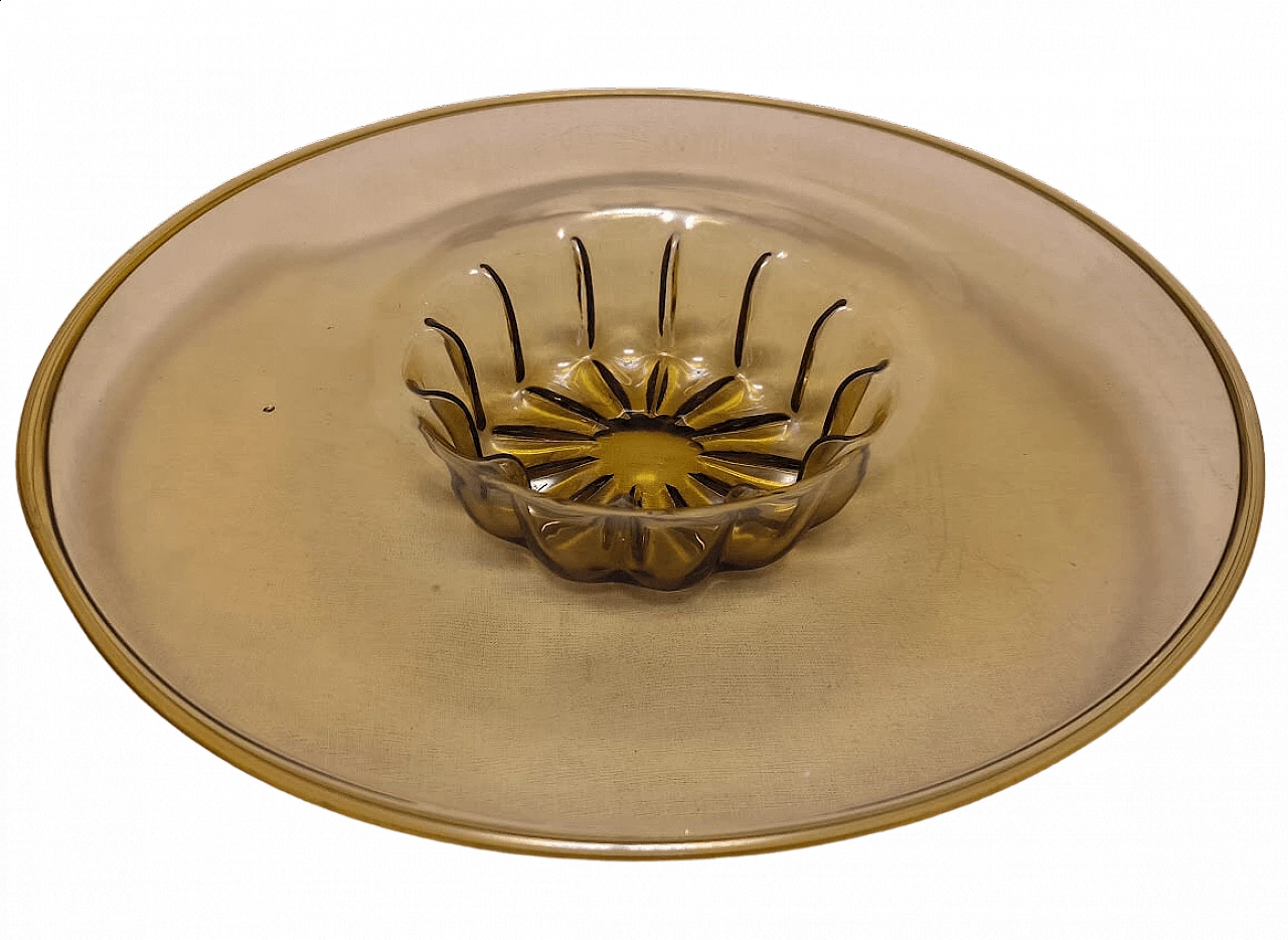 GRANDE PIATTO decorativo in vetro soffiato di MURANO , anni '50 7