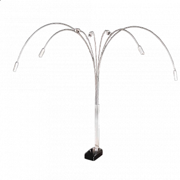 Lampada ad arco a sette bracci nello stile di Goffredo Reggiani, anni '70