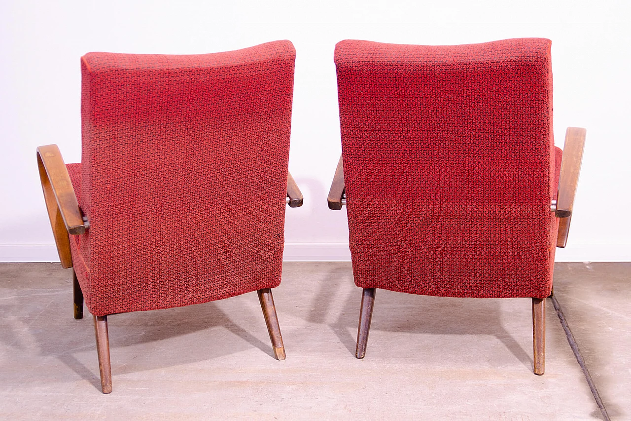 Pair of bent beech and fabric armchairs by Jaroslav Šmídek, 1960s 15