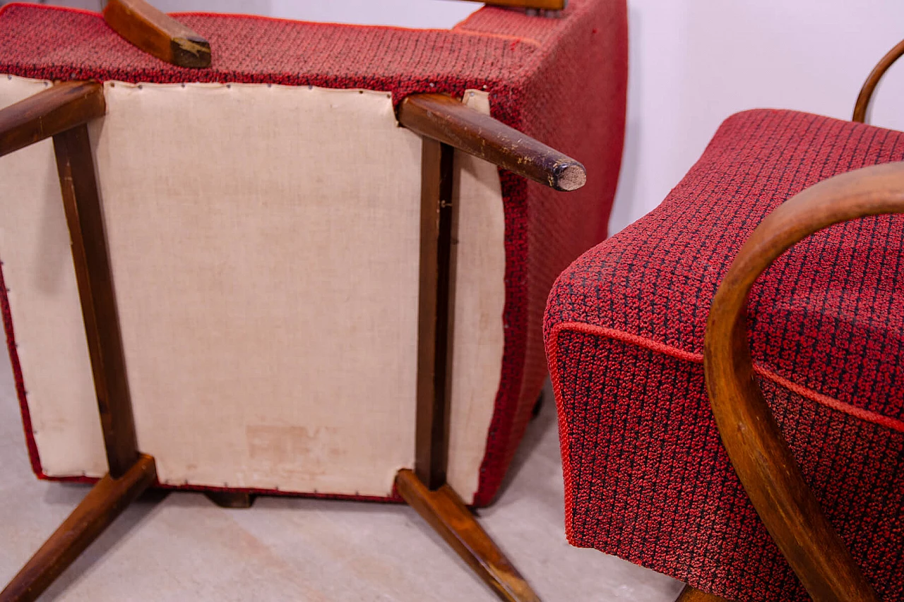 Pair of bent beech and fabric armchairs by Jaroslav Šmídek, 1960s 16