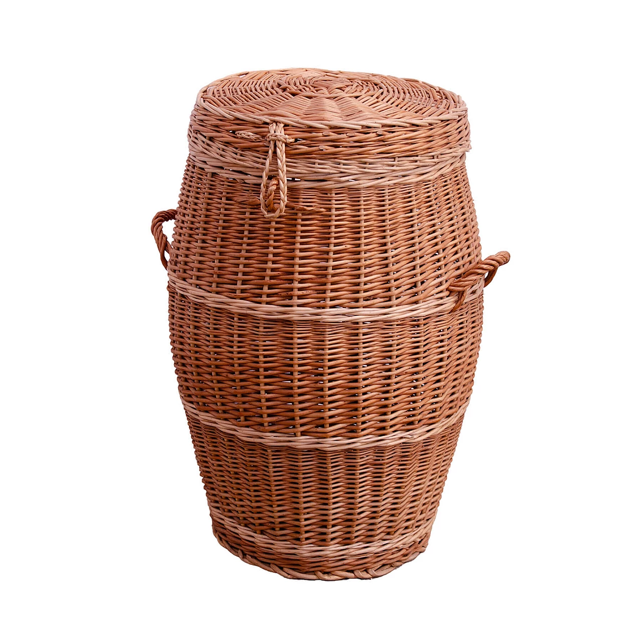 Czechoslovakian wicker laundry basket with handles, 1970s 1