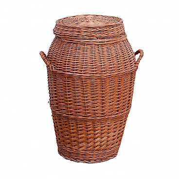 Czechoslovakian wicker laundry basket, 1970s