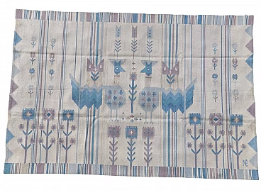Tappeto Kilim azzurro in lana di Eva Nemth, anni '70
