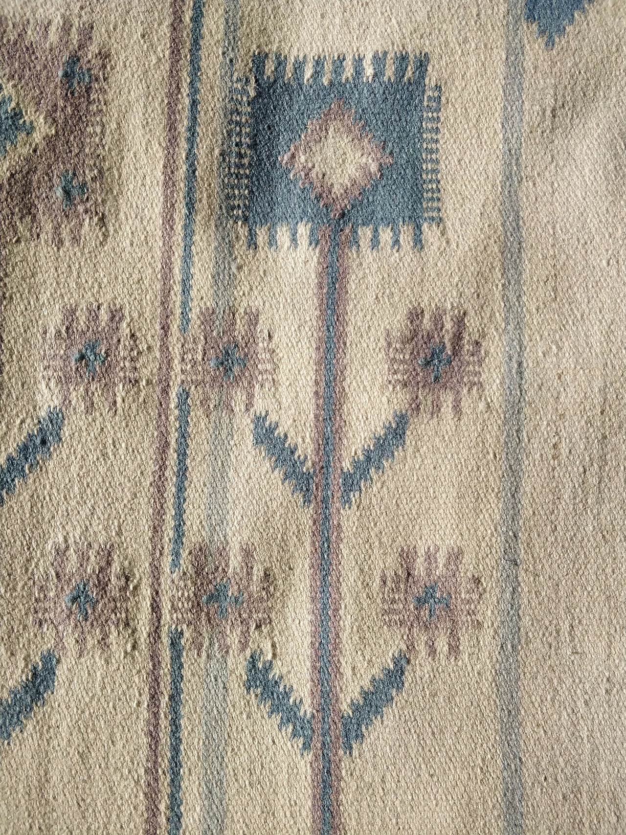 Tappeto Kilim azzurro in lana di Eva Nemth, anni '70 3