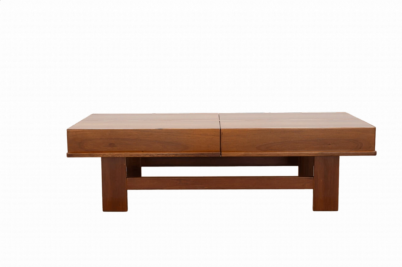 Walnut coffee table with compartment by Giovanni Michelucci, 1970s 20