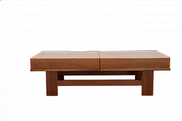 Walnut coffee table with compartment by Giovanni Michelucci, 1970s