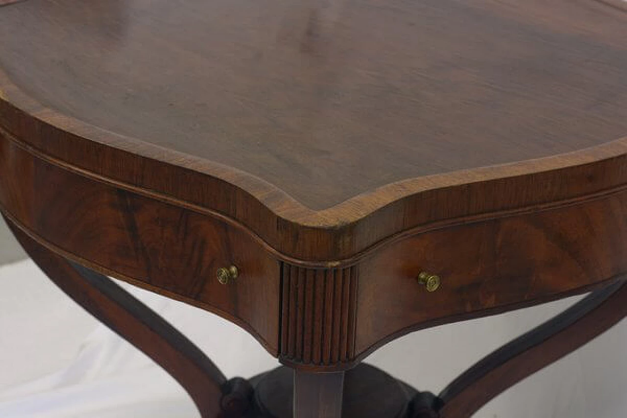 Mahogany feather game table with bronze feet and knobs, 1920s 17