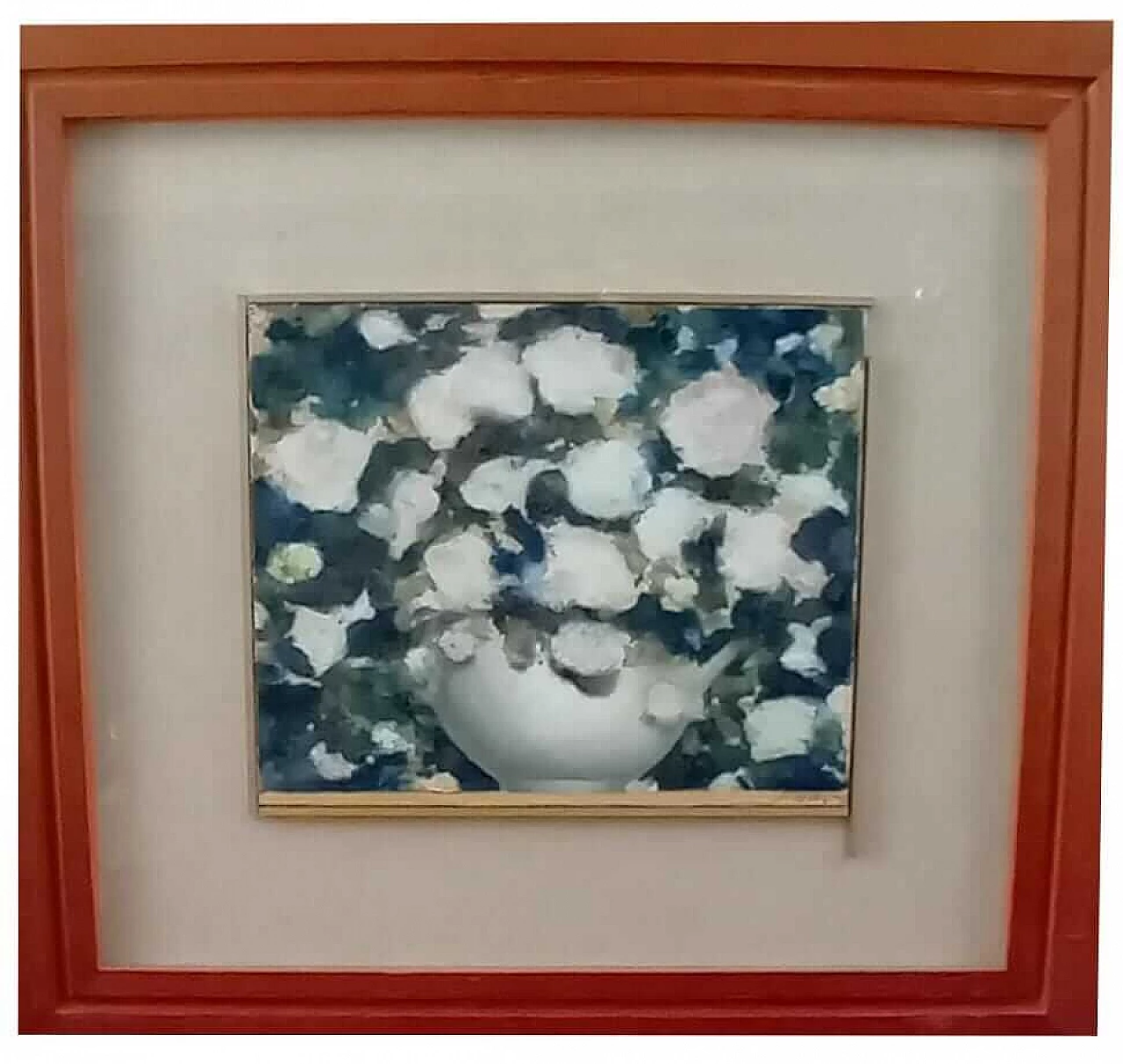 Franco Sarnari, Rose bianche, dipinto a olio su tela, anni '80 7