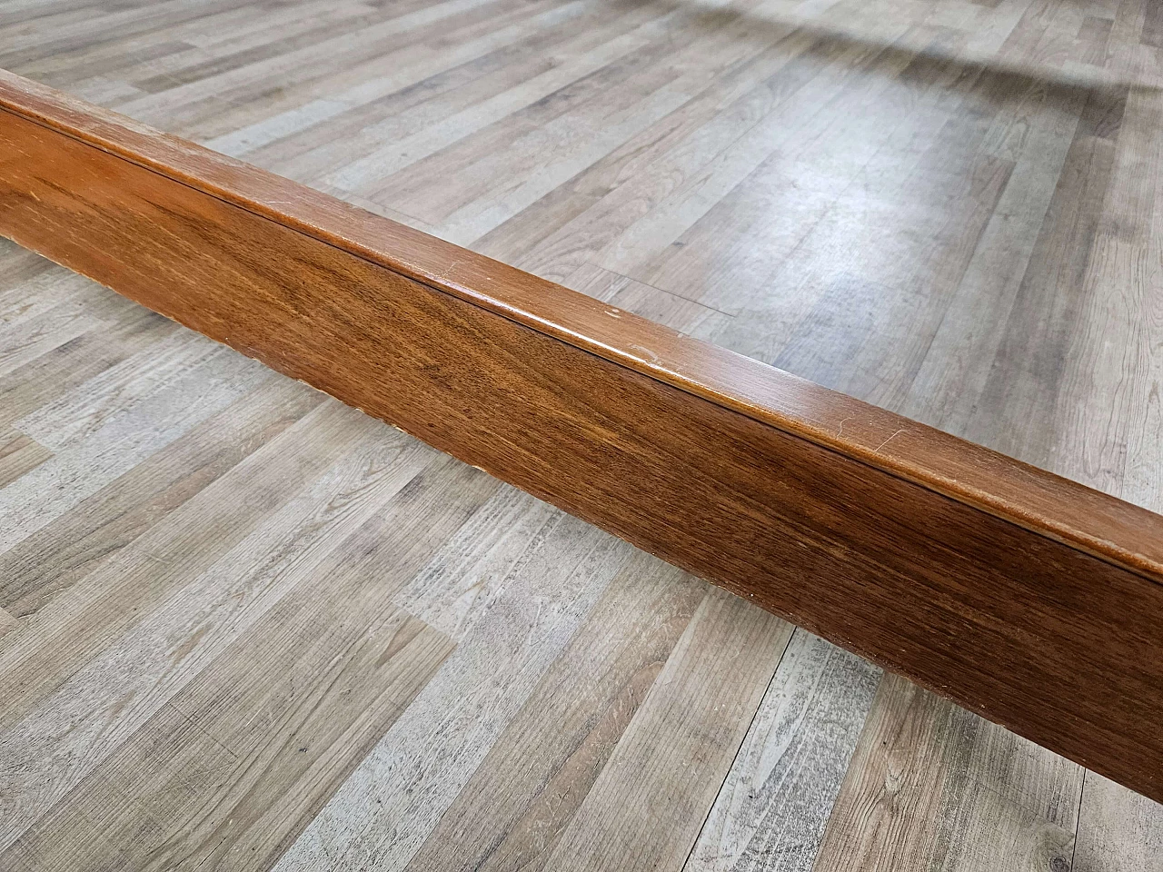 Inlaid wood double bed with brass details, 1960s 15