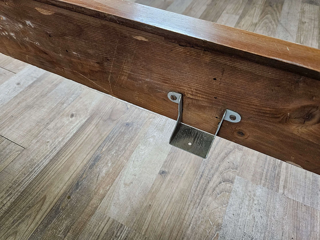 Inlaid wood double bed with brass details, 1960s 21