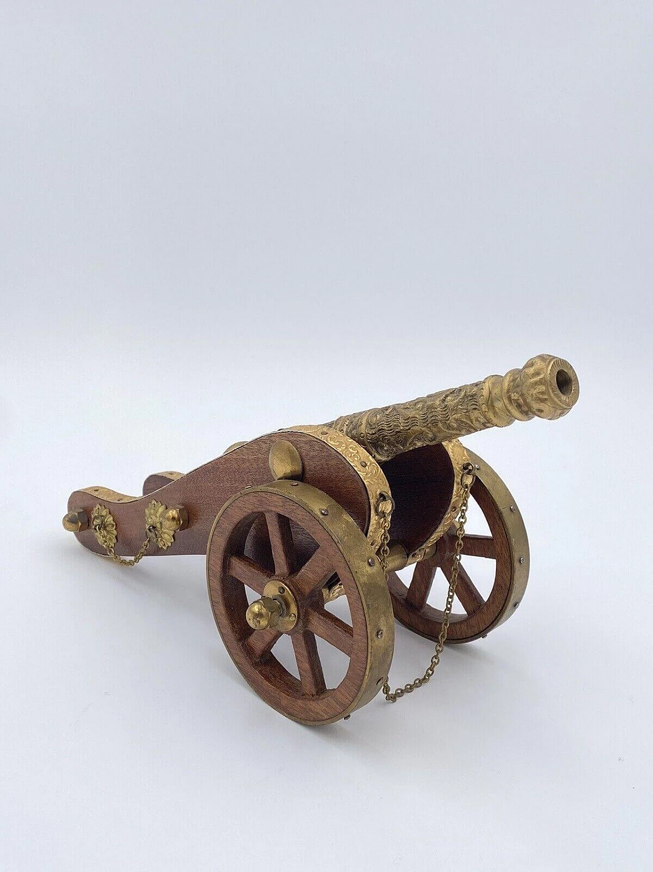 Model cannon in wood and brass, 1960s 1