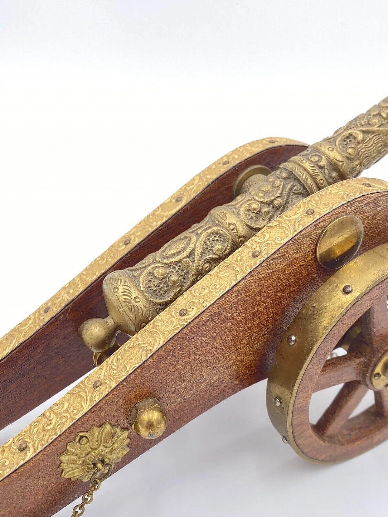 Model cannon in wood and brass, 1960s 3