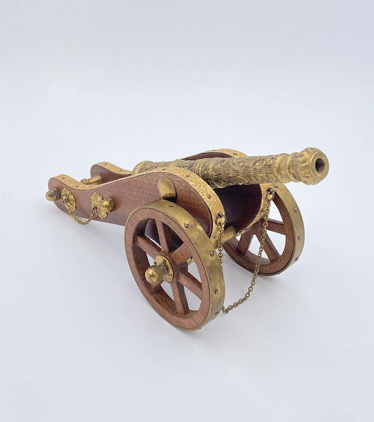 Model cannon in wood and brass, 1960s 7