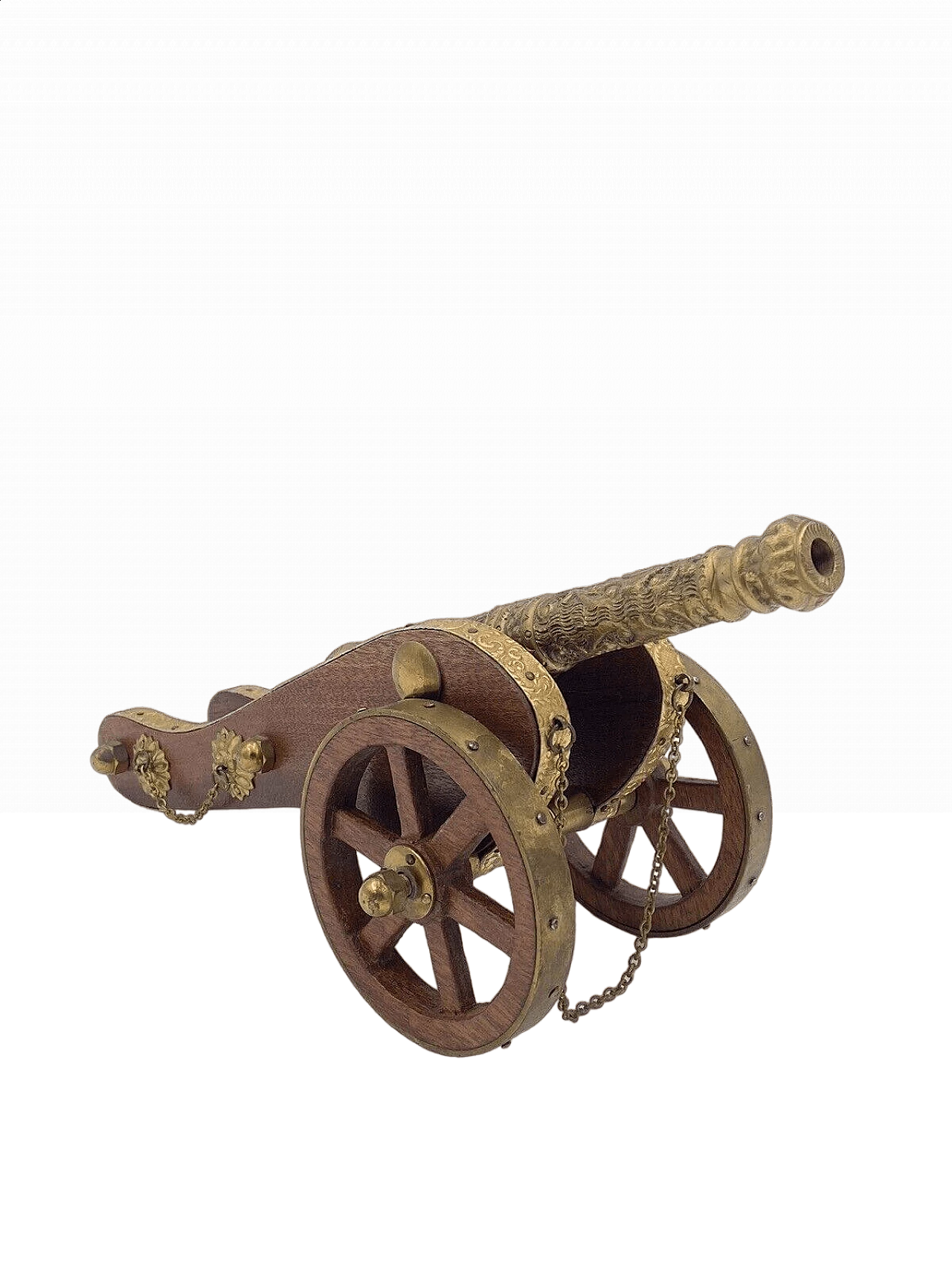 Model cannon in wood and brass, 1960s 8