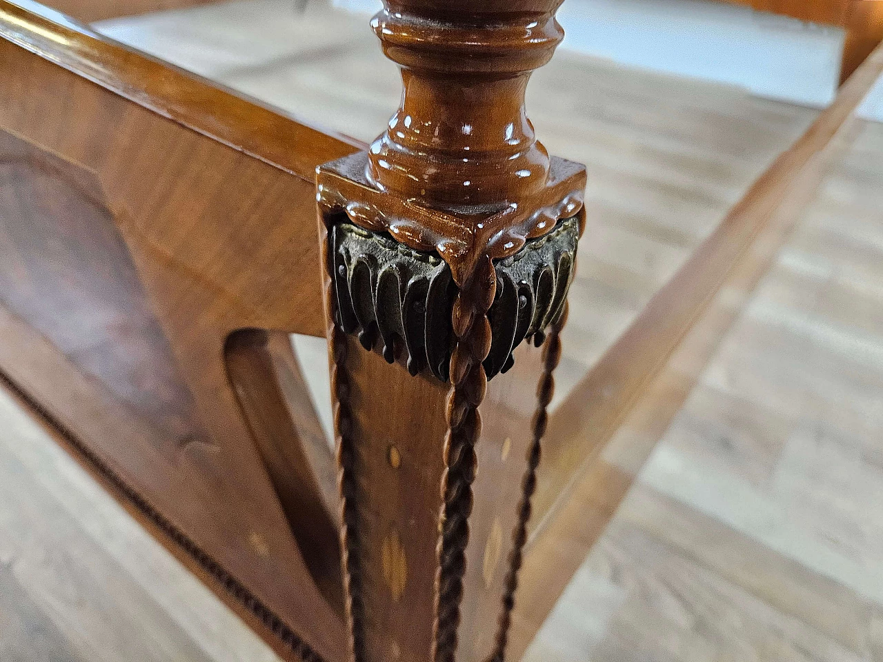 Inlaid wood double bed with brass details, 1960s 30