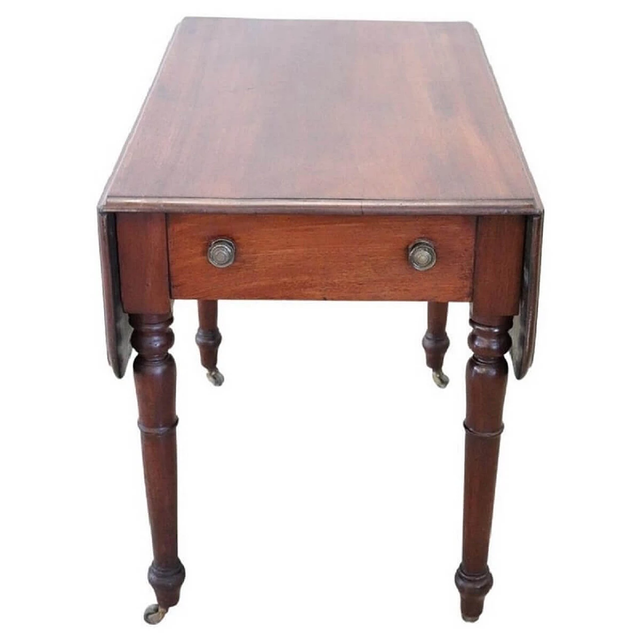 Louis Philippe solid mahogany table with side flaps, 19th century 1
