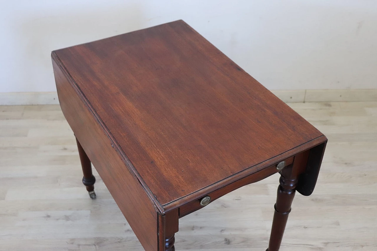 Louis Philippe solid mahogany table with side flaps, 19th century 2