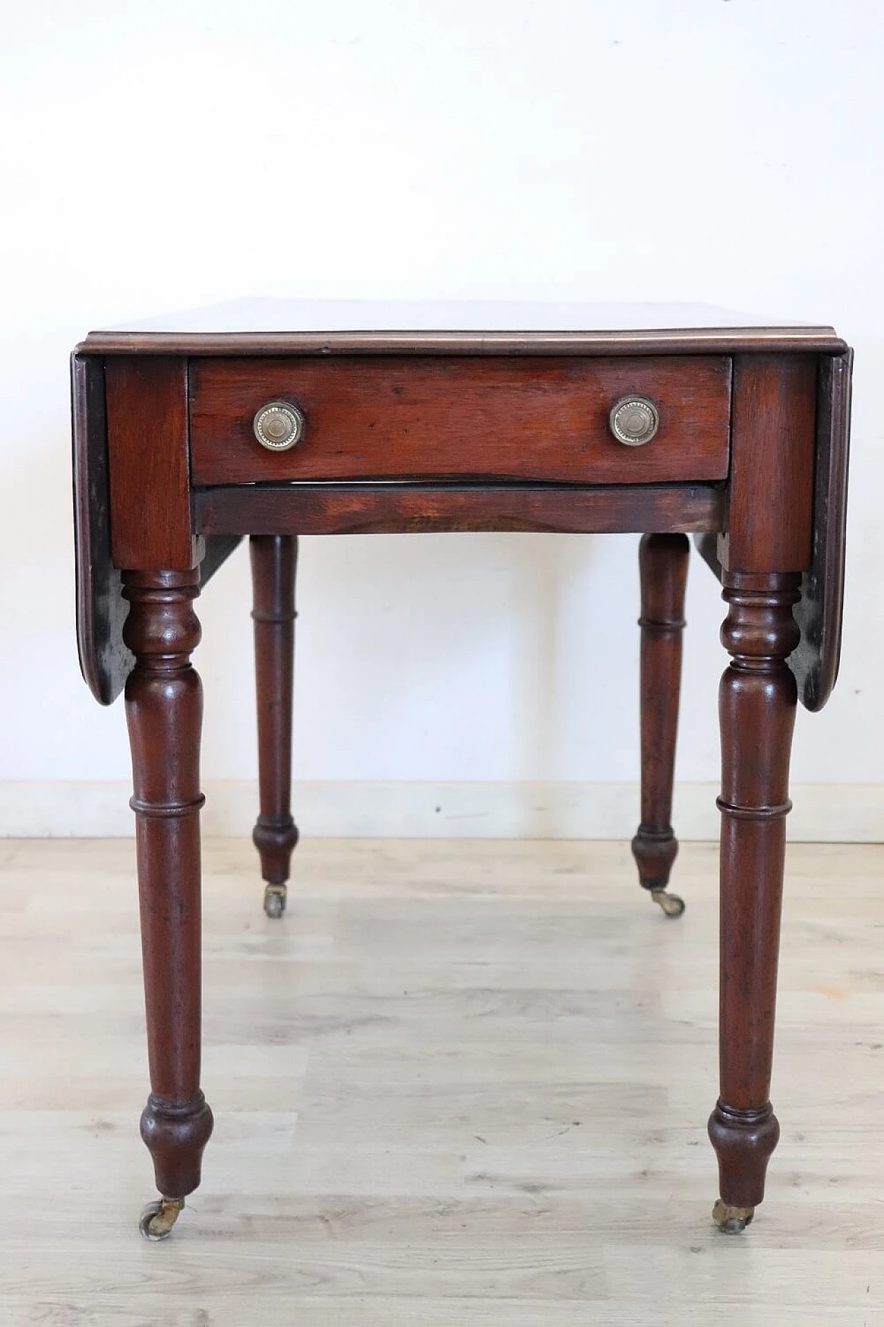 Louis Philippe solid mahogany table with side flaps, 19th century 3