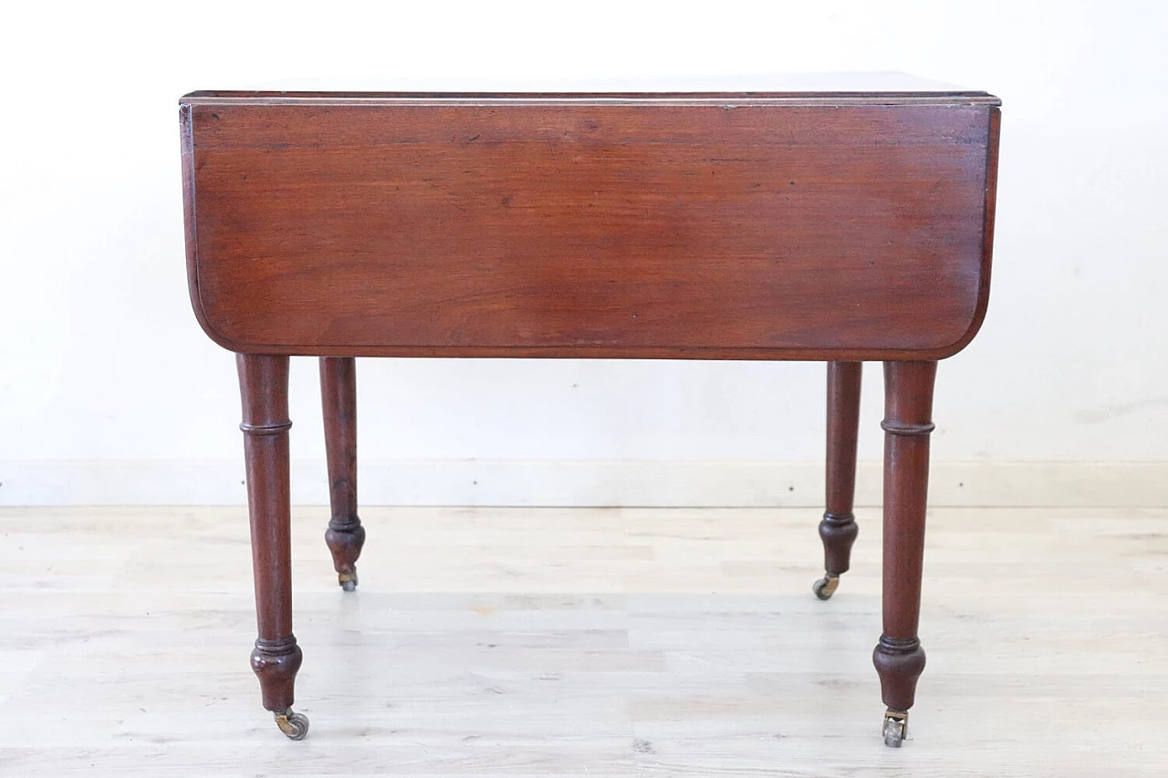 Louis Philippe solid mahogany table with side flaps, 19th century 4