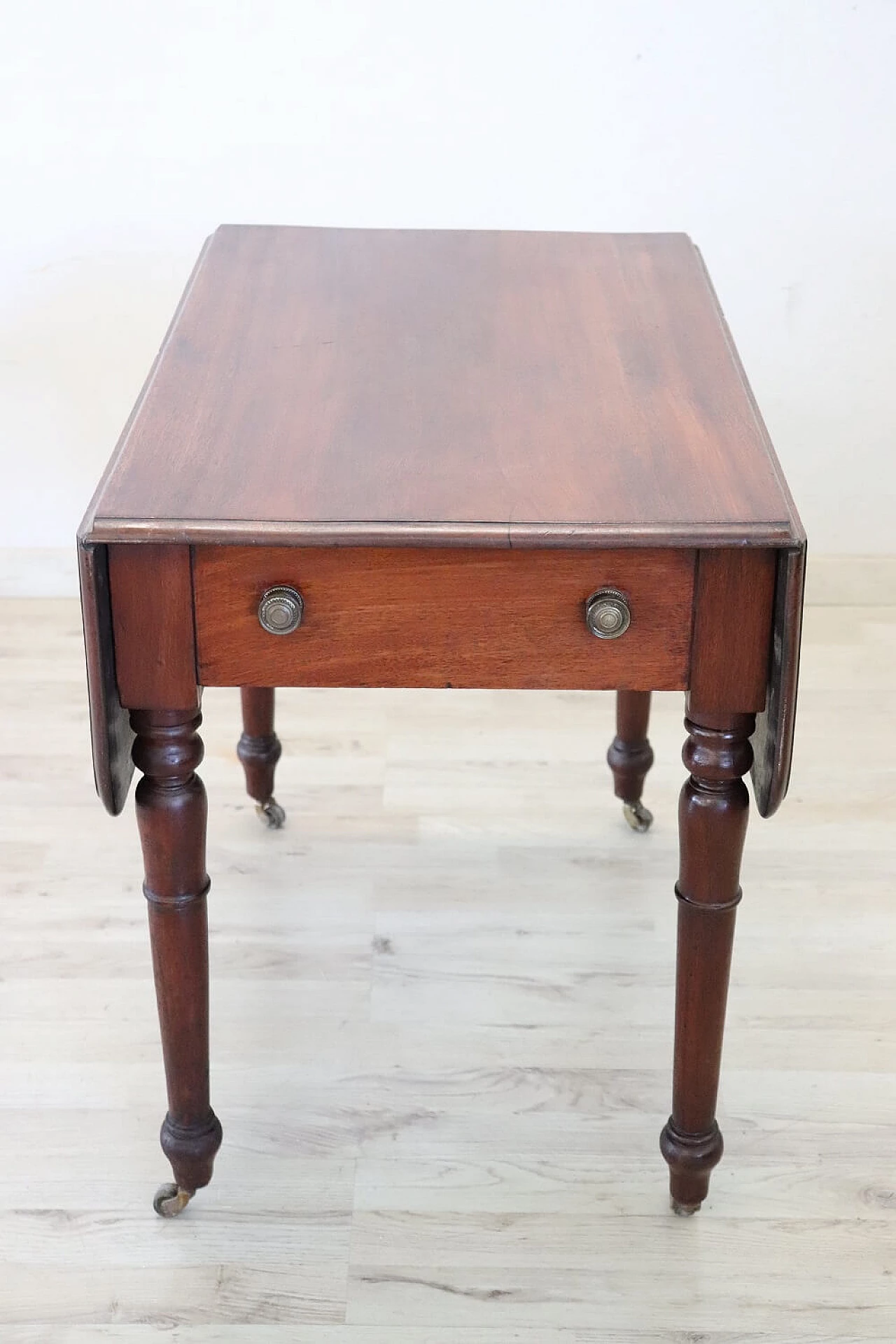 Louis Philippe solid mahogany table with side flaps, 19th century 5