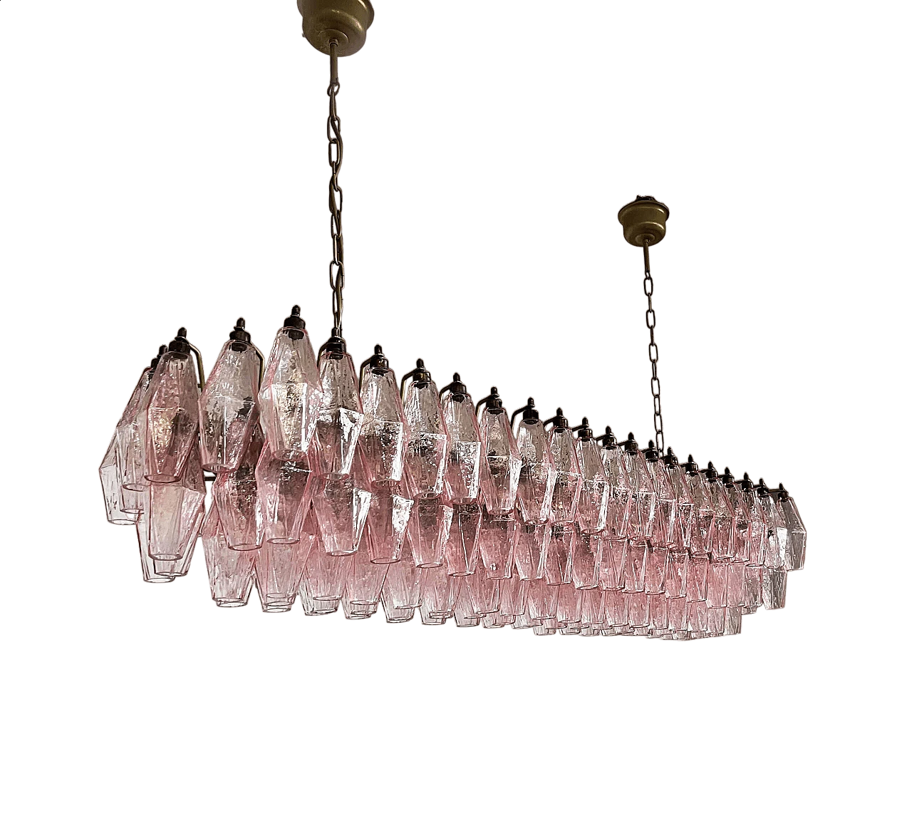 Lampadario Poliedri in vetro di Murano rosa di Carlo Scarpa, anni '90 7