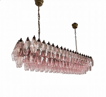 Poliedri pink Murano glass chandelier by Carlo Scarpa, 1990s