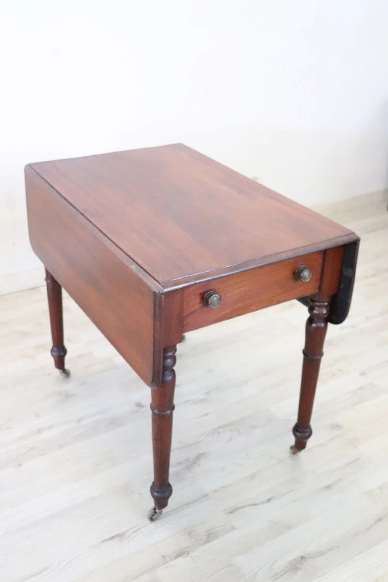 Louis Philippe solid mahogany table with side flaps, 19th century 6
