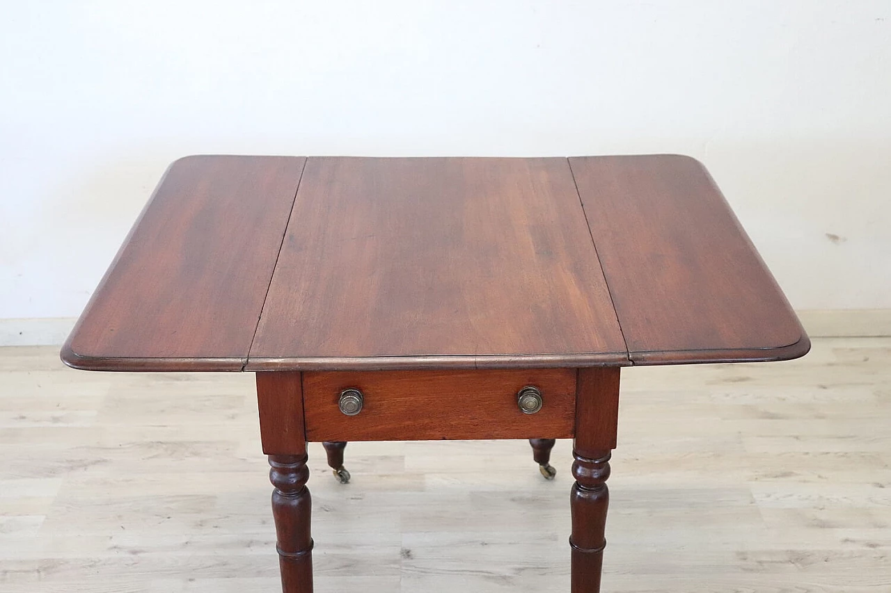 Louis Philippe solid mahogany table with side flaps, 19th century 9
