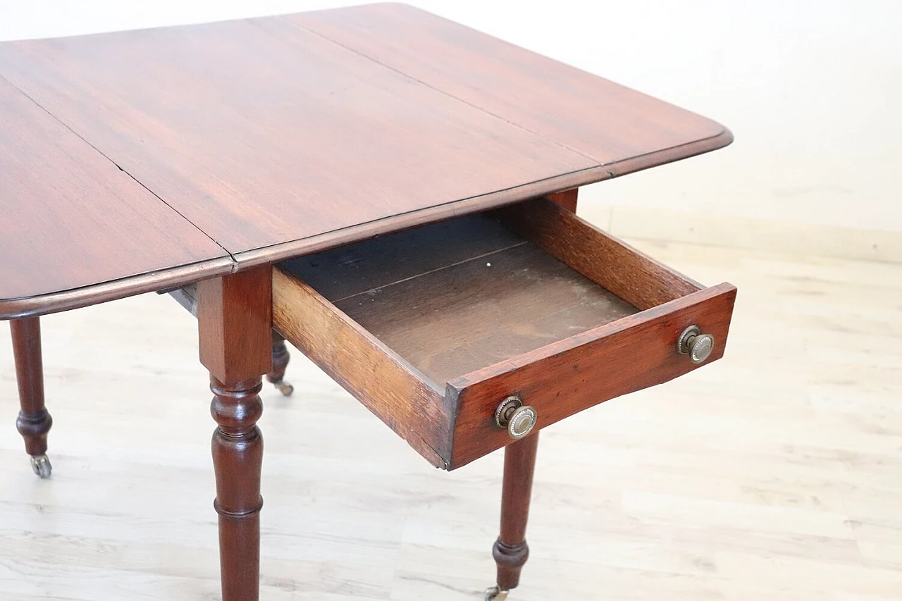 Louis Philippe solid mahogany table with side flaps, 19th century 10