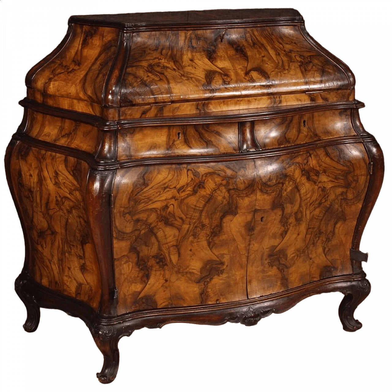 Walnut, briar and beech urn flap desk, 1960s 13