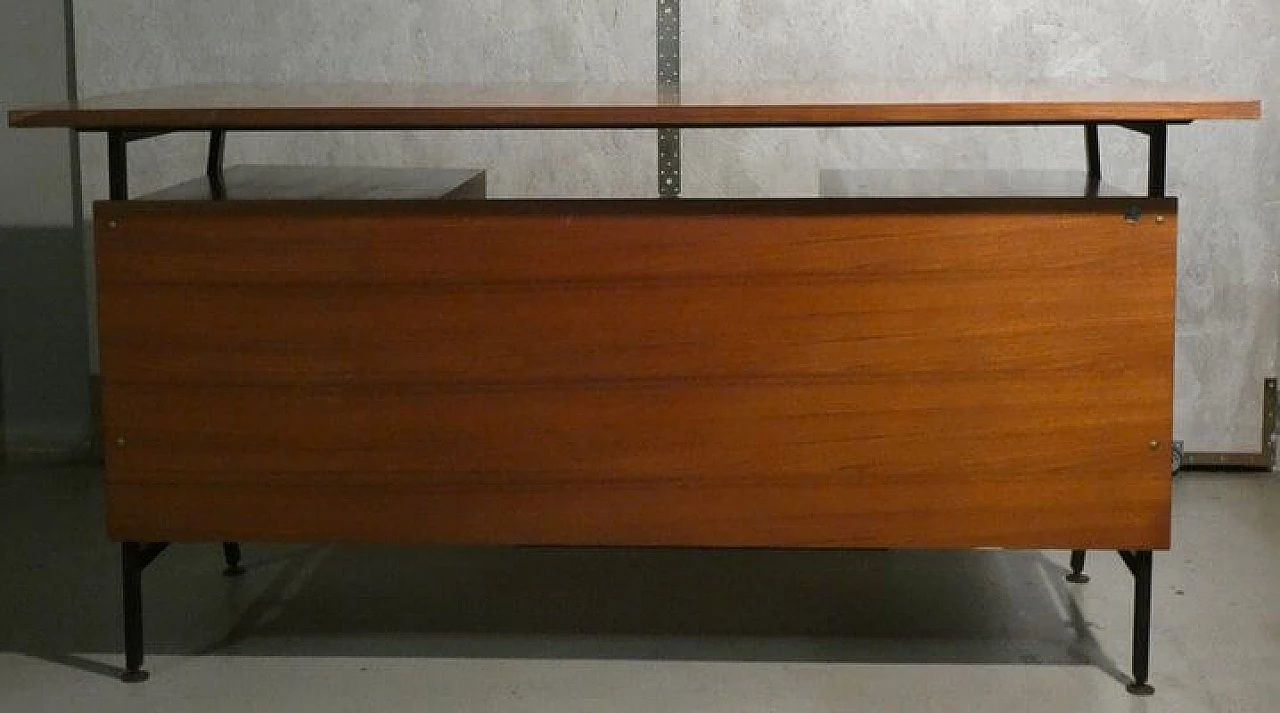 Teak veneered desk with steel frame in Danish style, 1960s 5